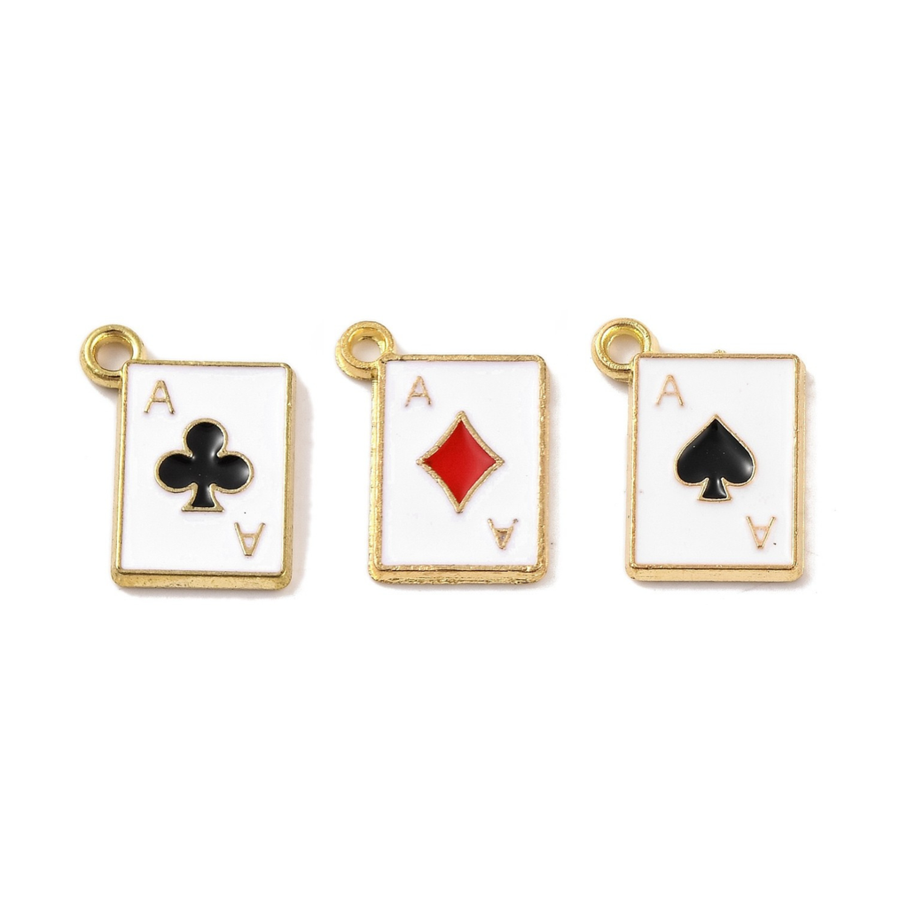 Gold Alloy Poker Card Charm