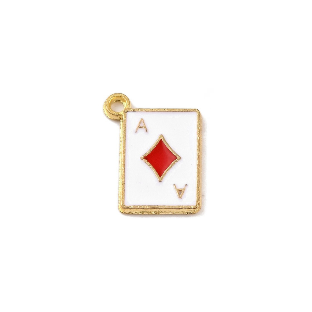 Gold Alloy Poker Card Charm