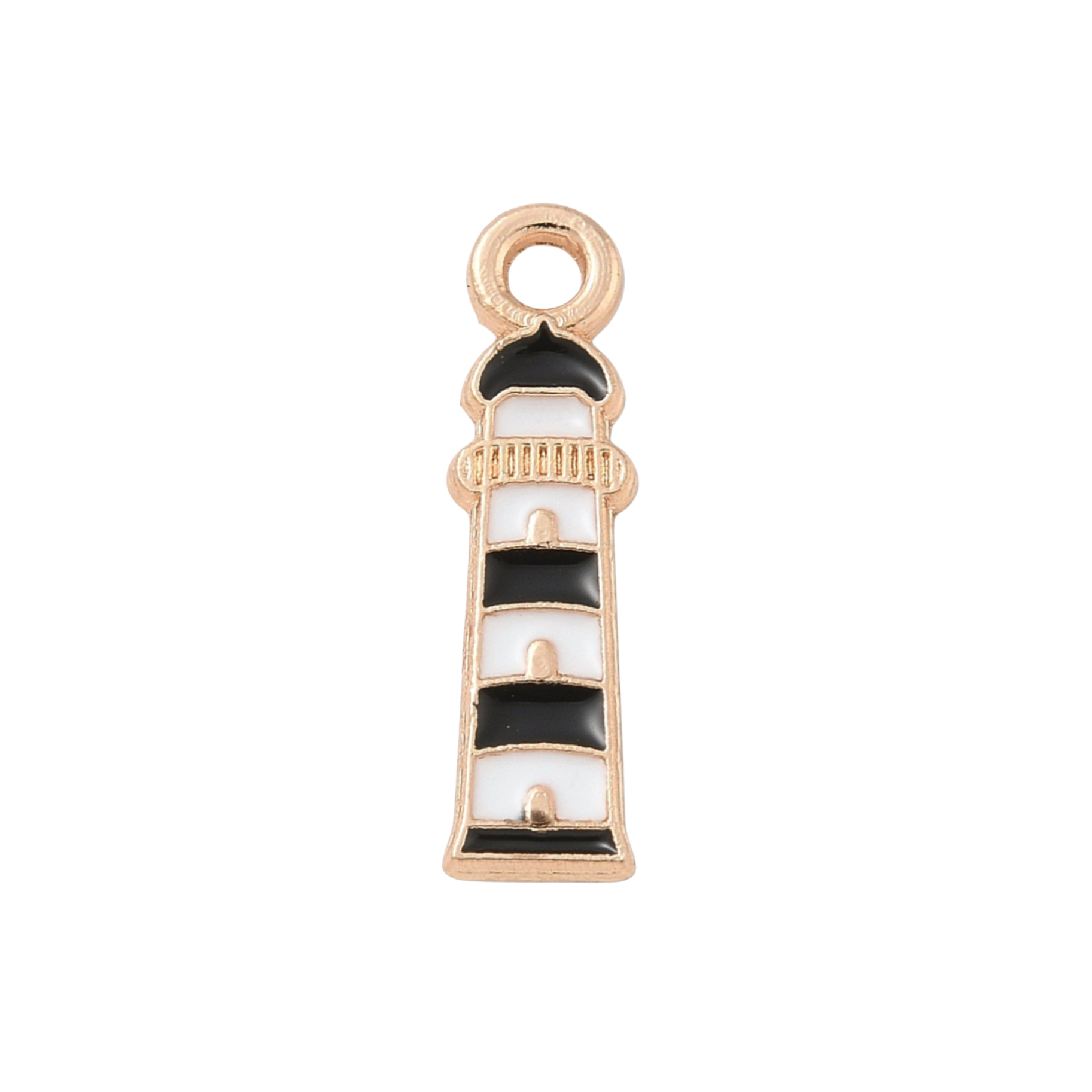 Gold Alloy Black Lighthouse Charm