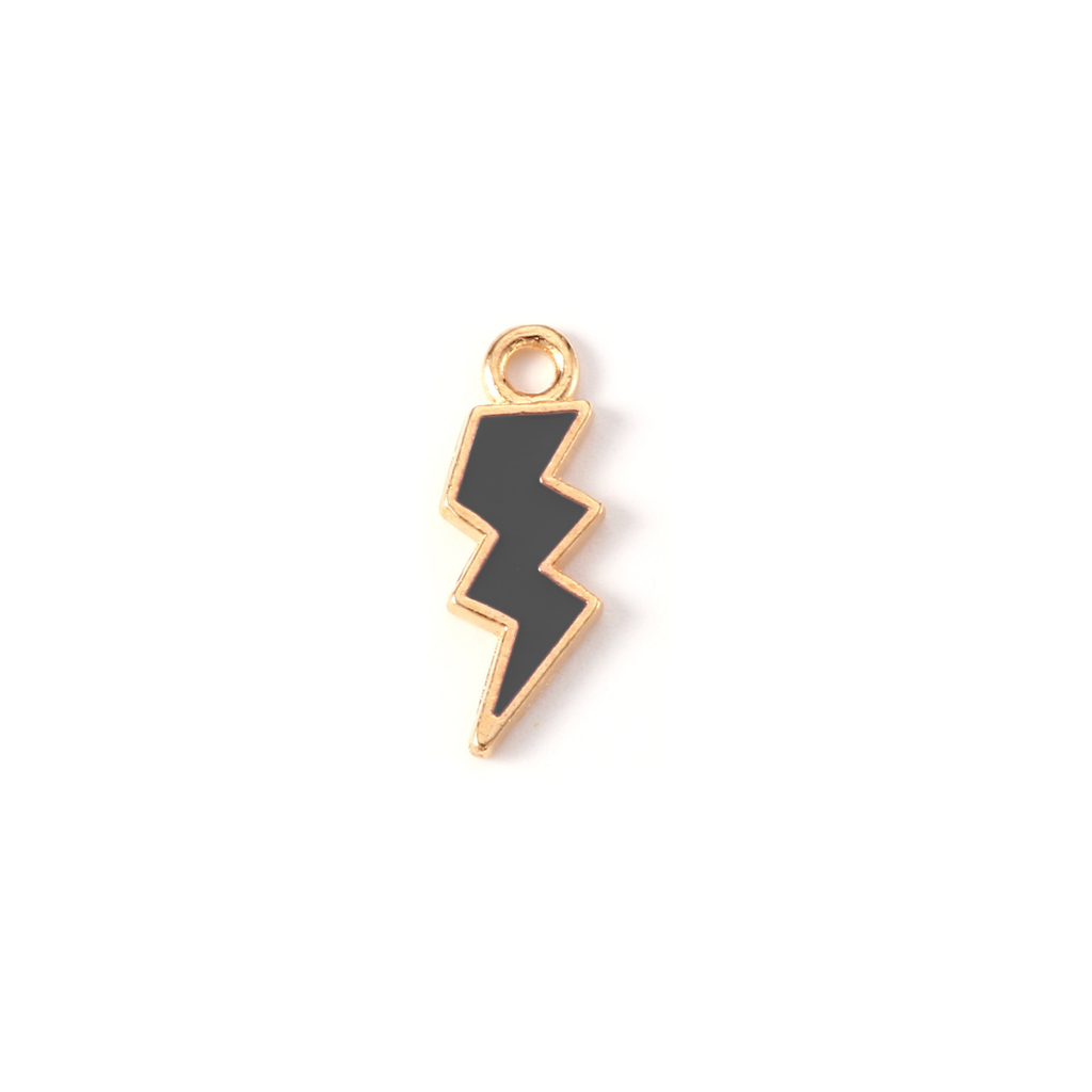 Gold Alloy Colorful Lightning Bolt Charm