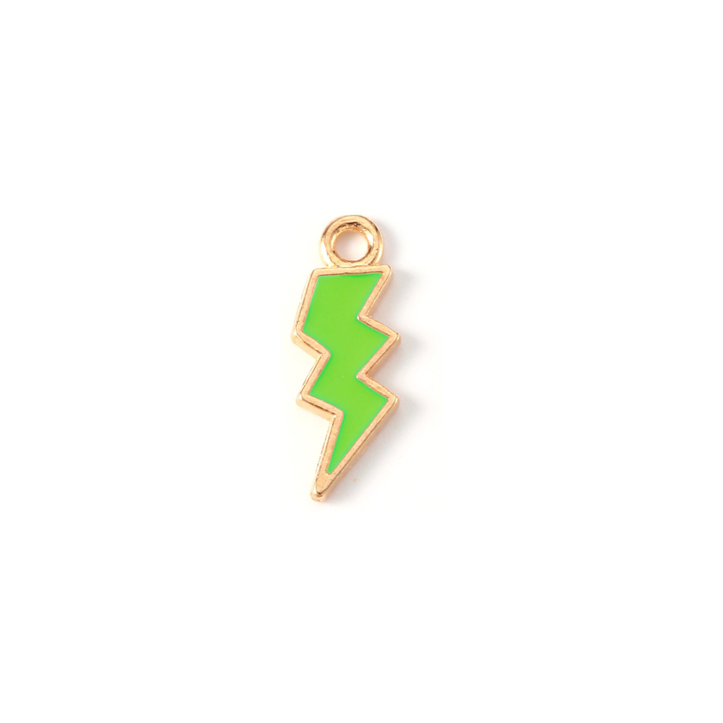 Gold Alloy Colorful Lightning Bolt Charm