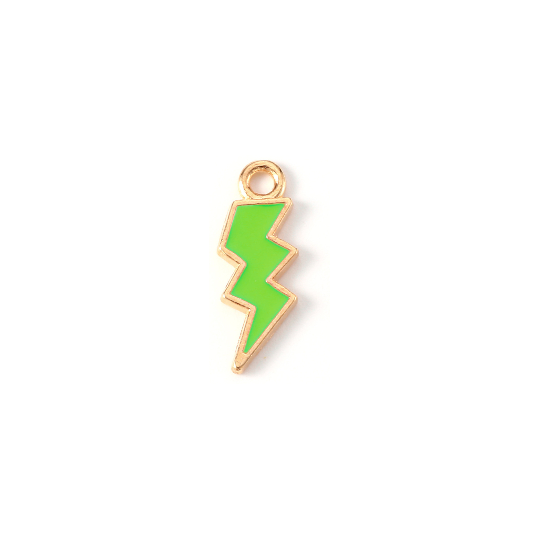 Gold Alloy Colorful Lightning Bolt Charm