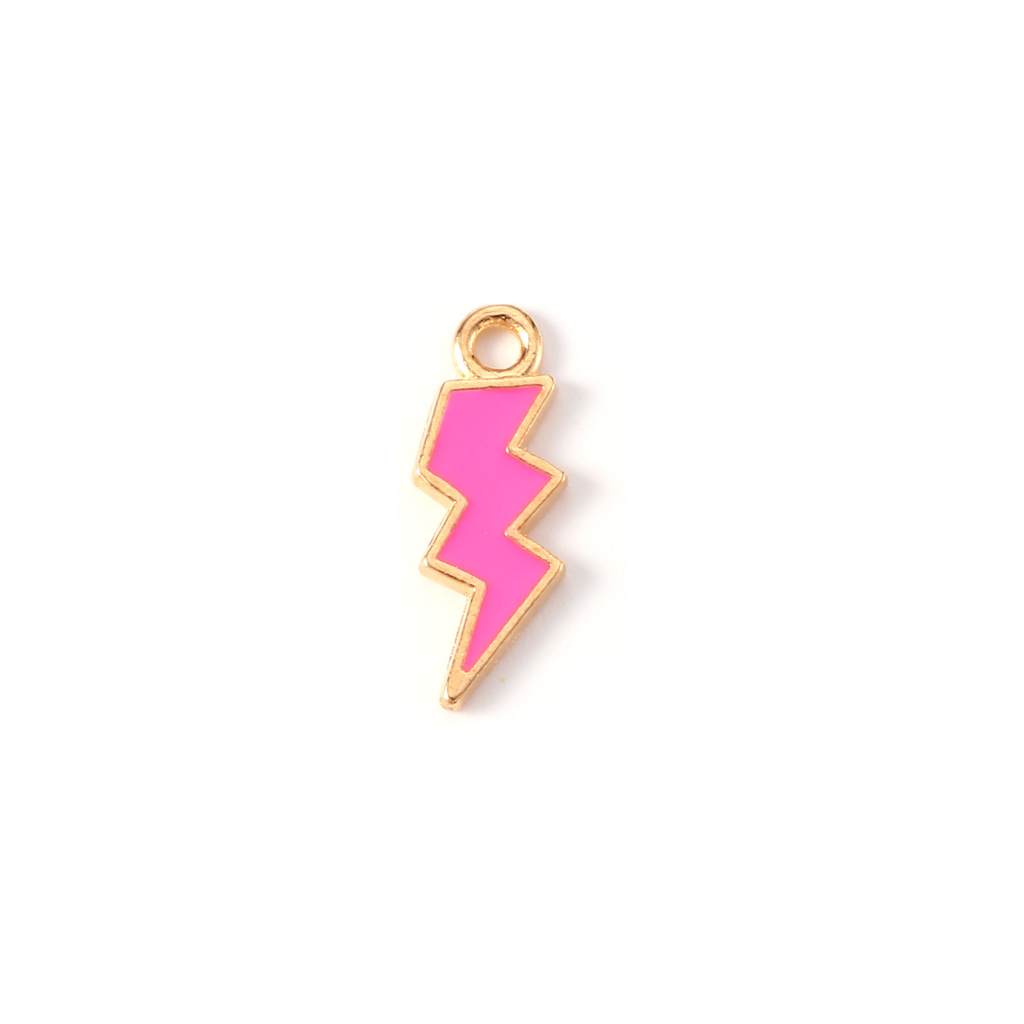 Gold Alloy Colorful Lightning Bolt Charm