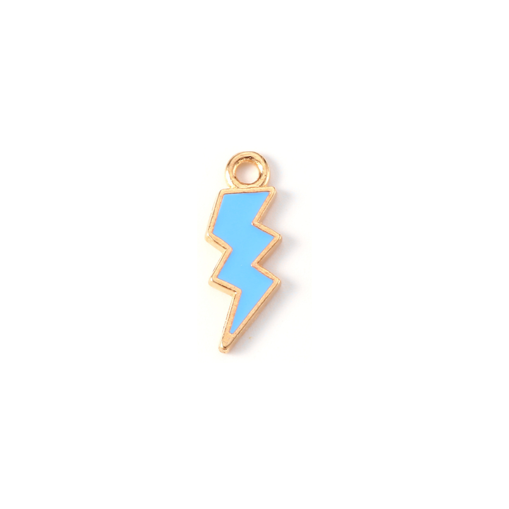 Gold Alloy Colorful Lightning Bolt Charm