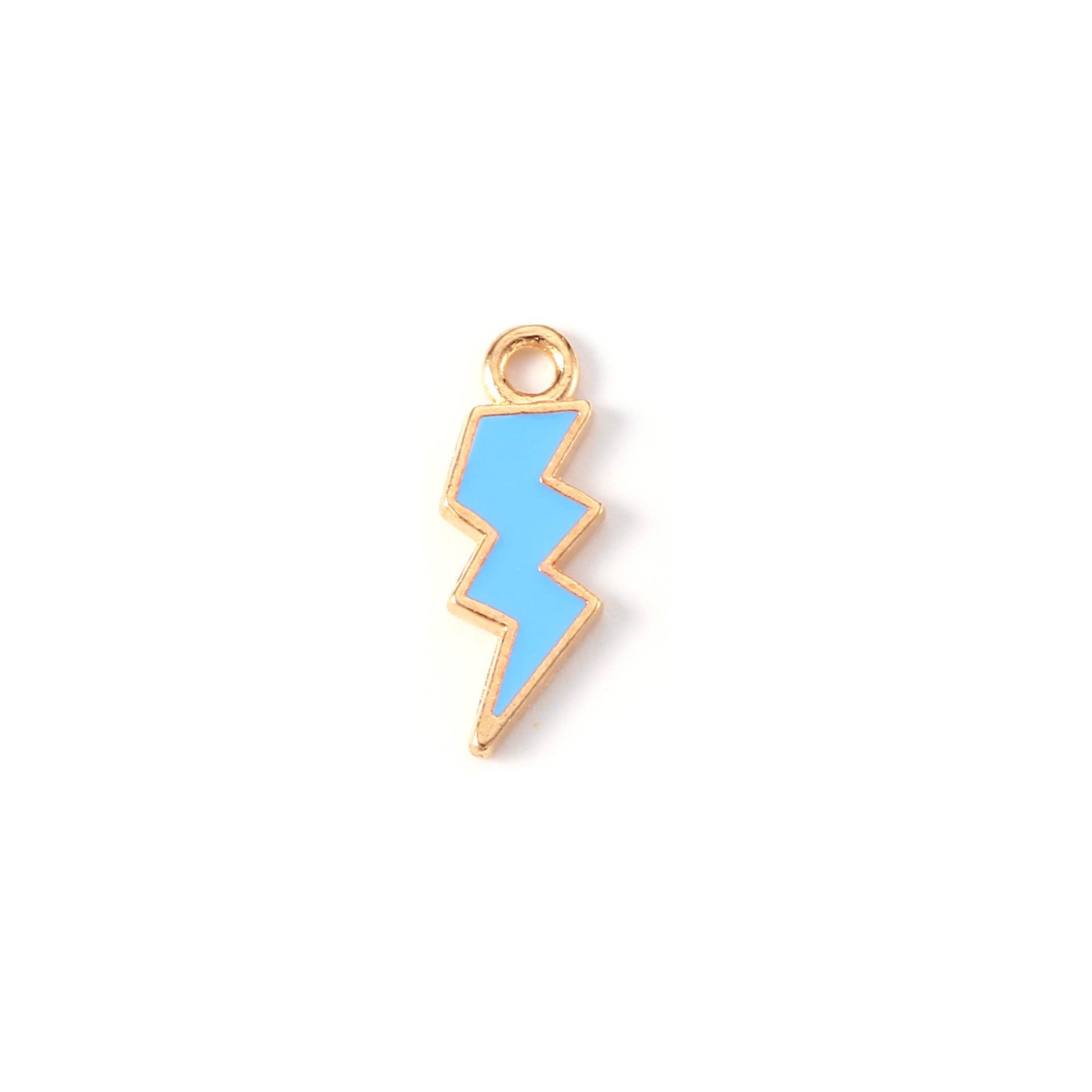Gold Alloy Colorful Lightning Bolt Charm