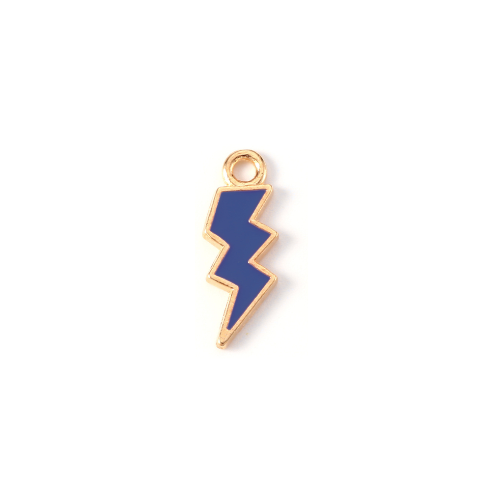 Gold Alloy Colorful Lightning Bolt Charm