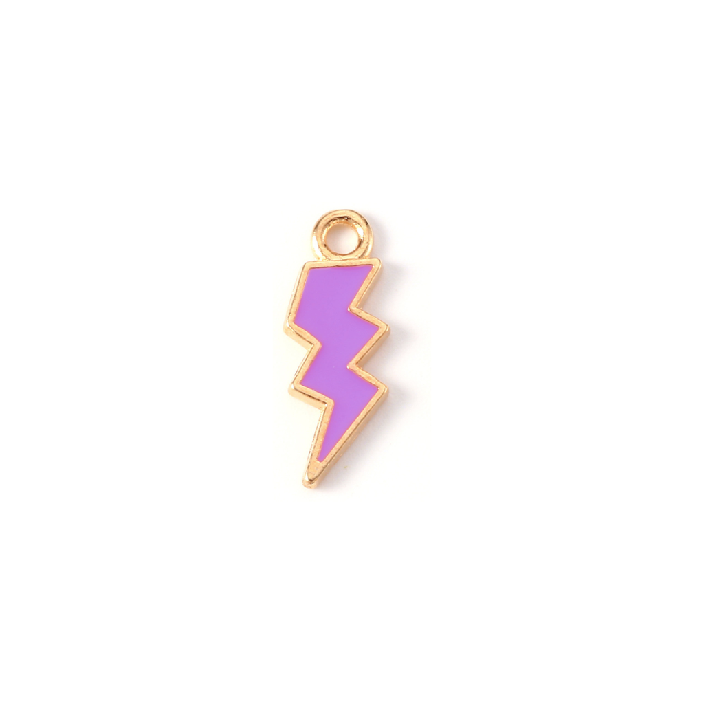 Gold Alloy Colorful Lightning Bolt Charm