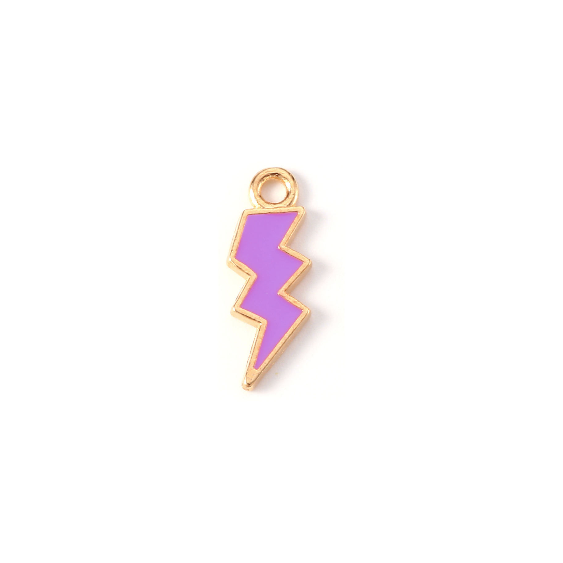 Gold Alloy Colorful Lightning Bolt Charm