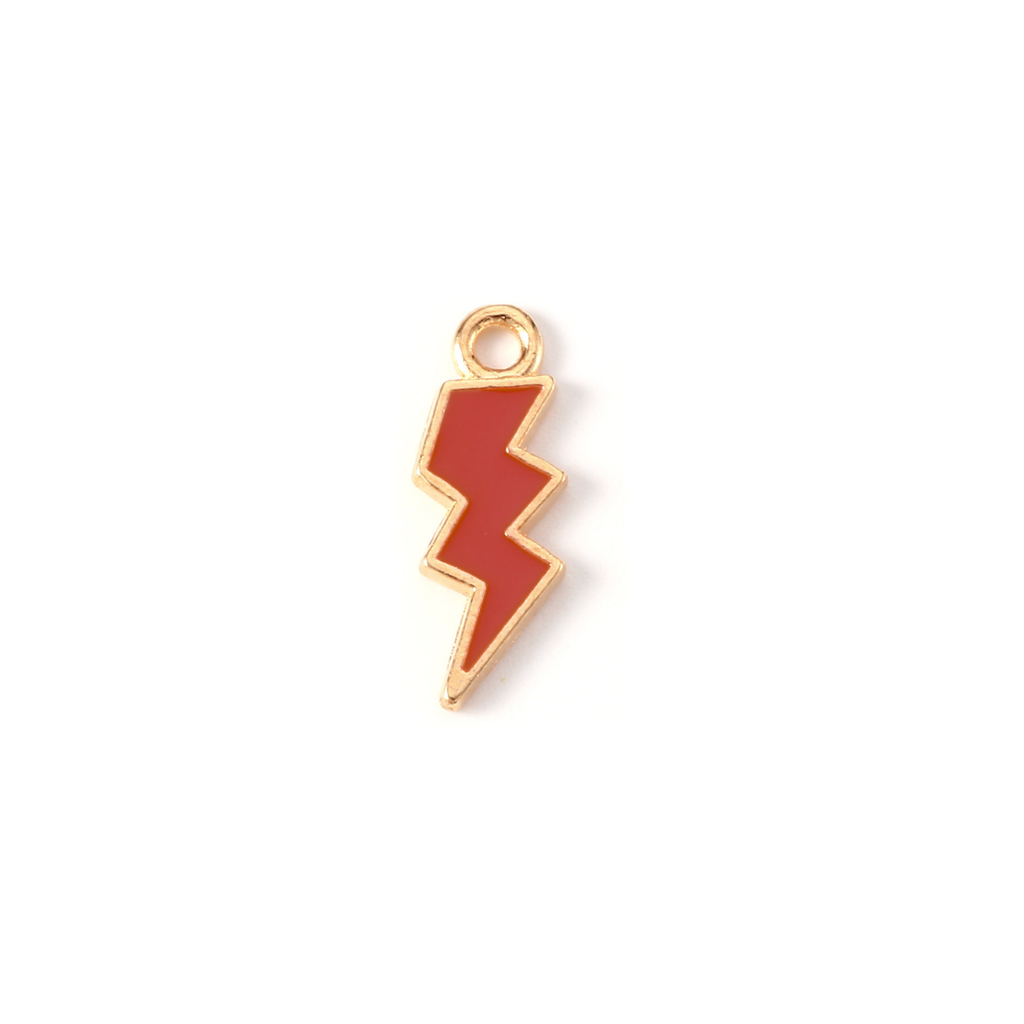 Gold Alloy Colorful Lightning Bolt Charm