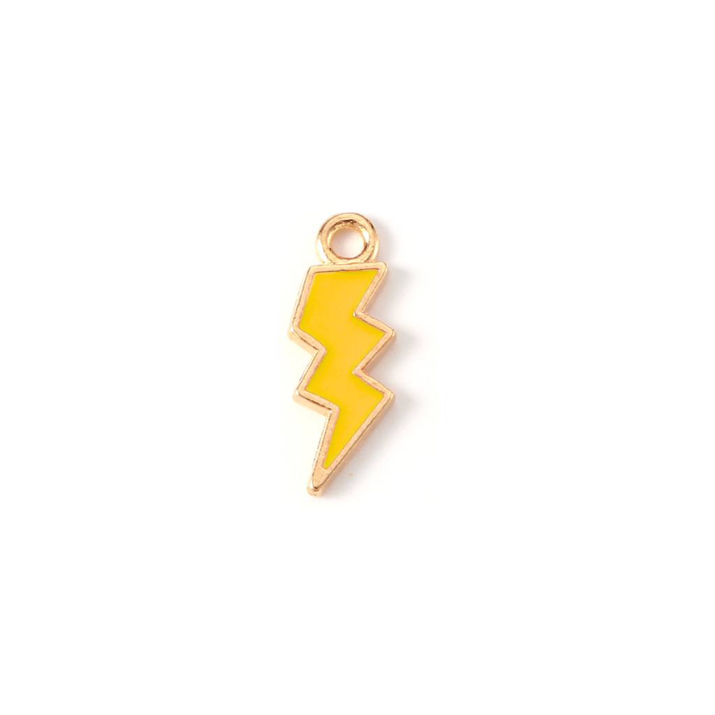 Gold Alloy Colorful Lightning Bolt Charm