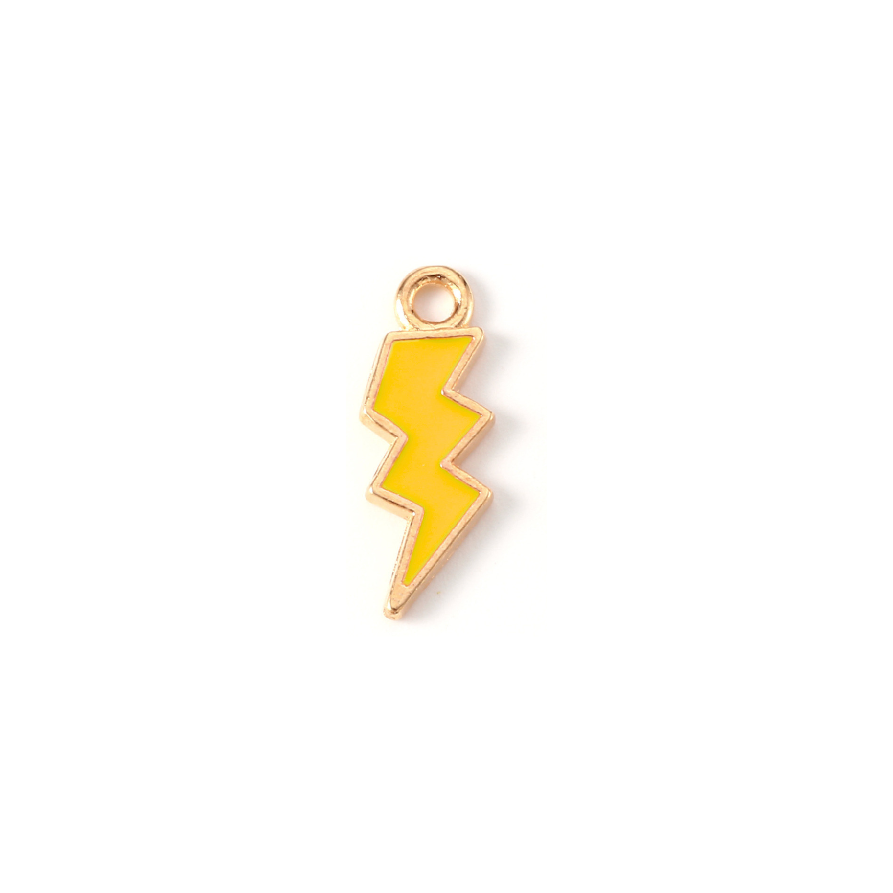 Gold Alloy Colorful Lightning Bolt Charm
