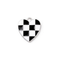Alloy Black Checkered Heart Charm