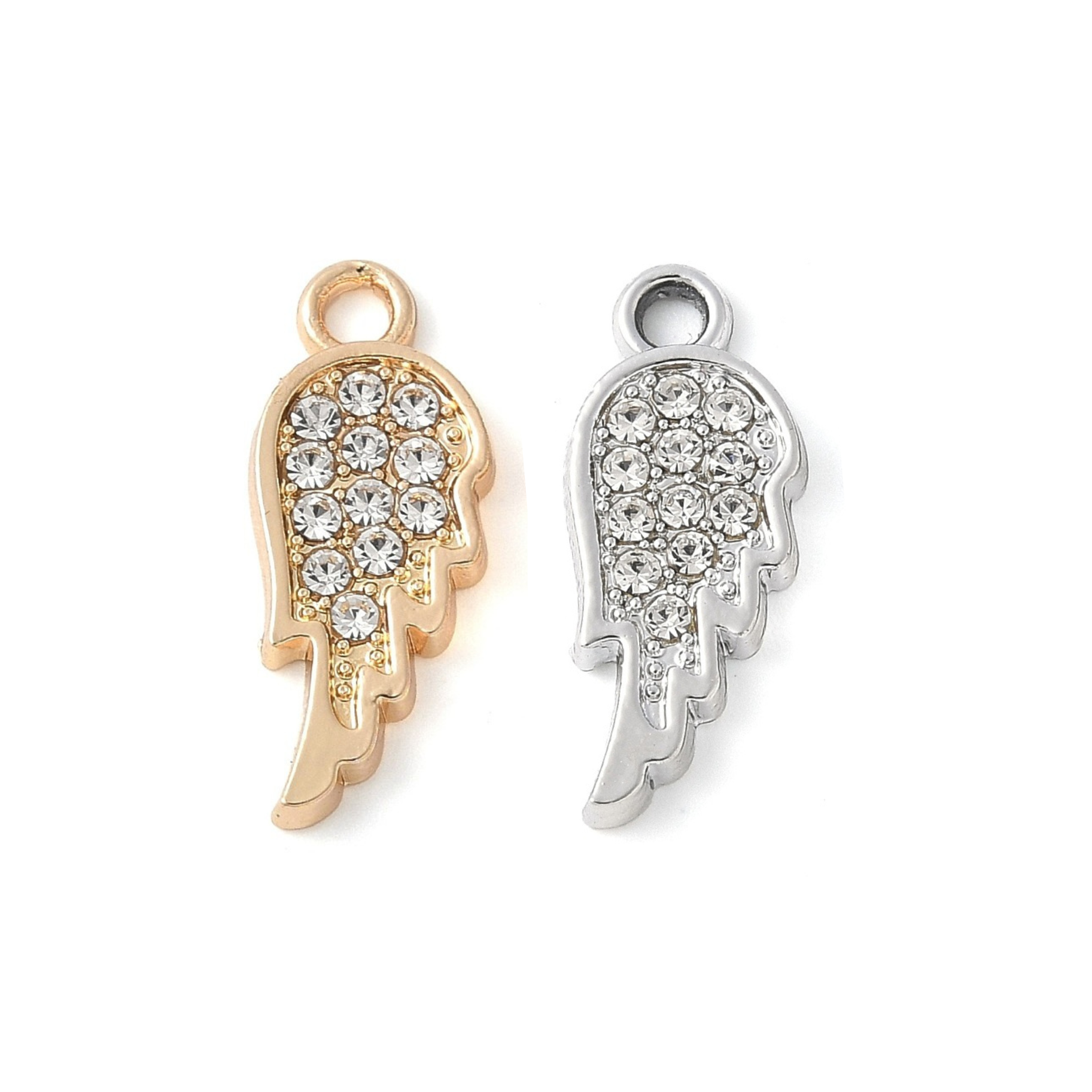 Alloy Rhinestone Wing Charm