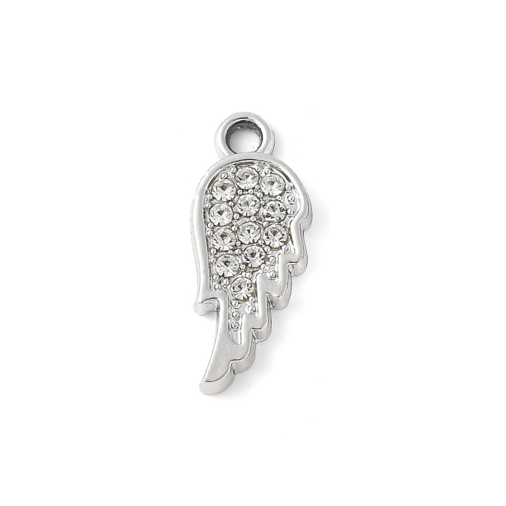 Alloy Rhinestone Wing Charm