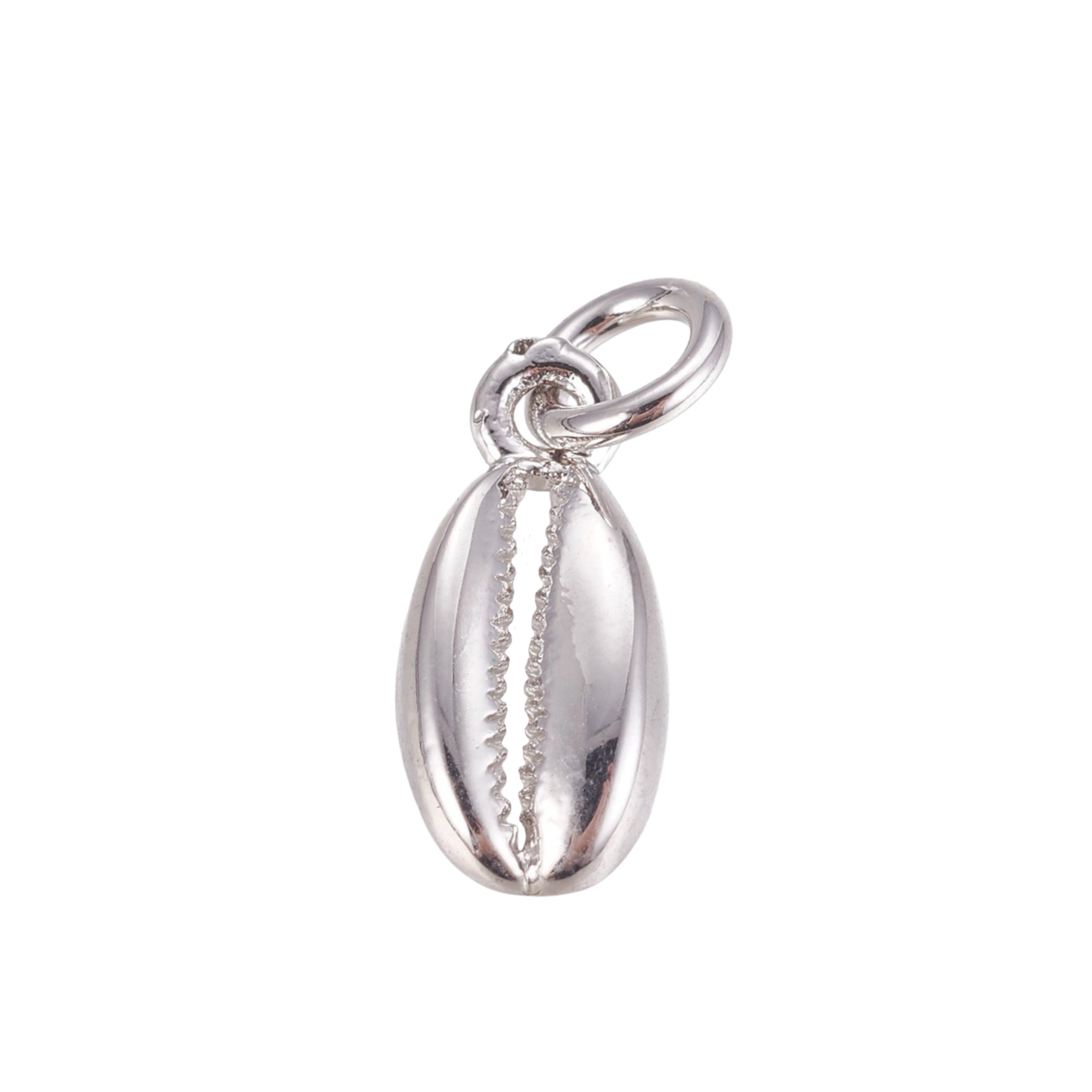 Silver Brass Cowrie Shell Charm