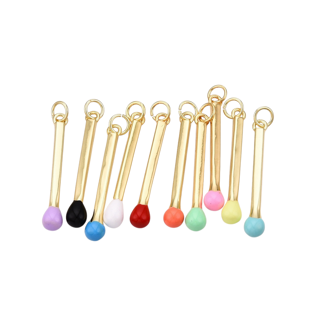 16k Gold Plated Brass Match Stick Charm