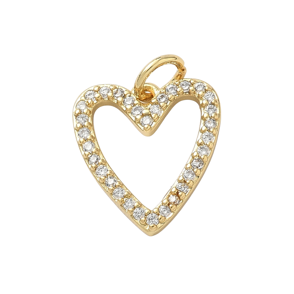 18k Gold Plated Brass Hollow Heart Charm