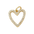 18k Gold Plated Brass Hollow Heart Charm
