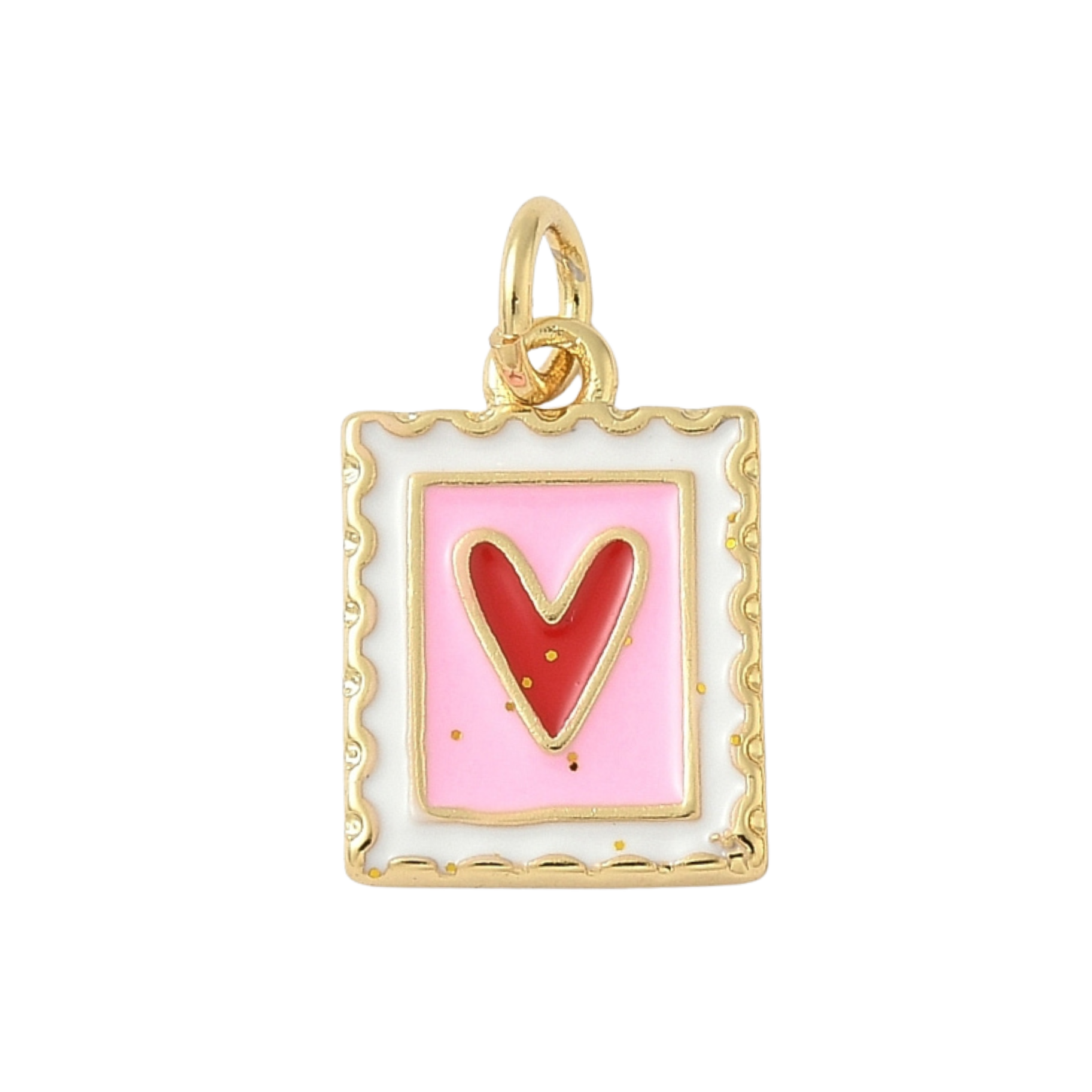 18k Gold Plated Brass Heart Stamp Charm