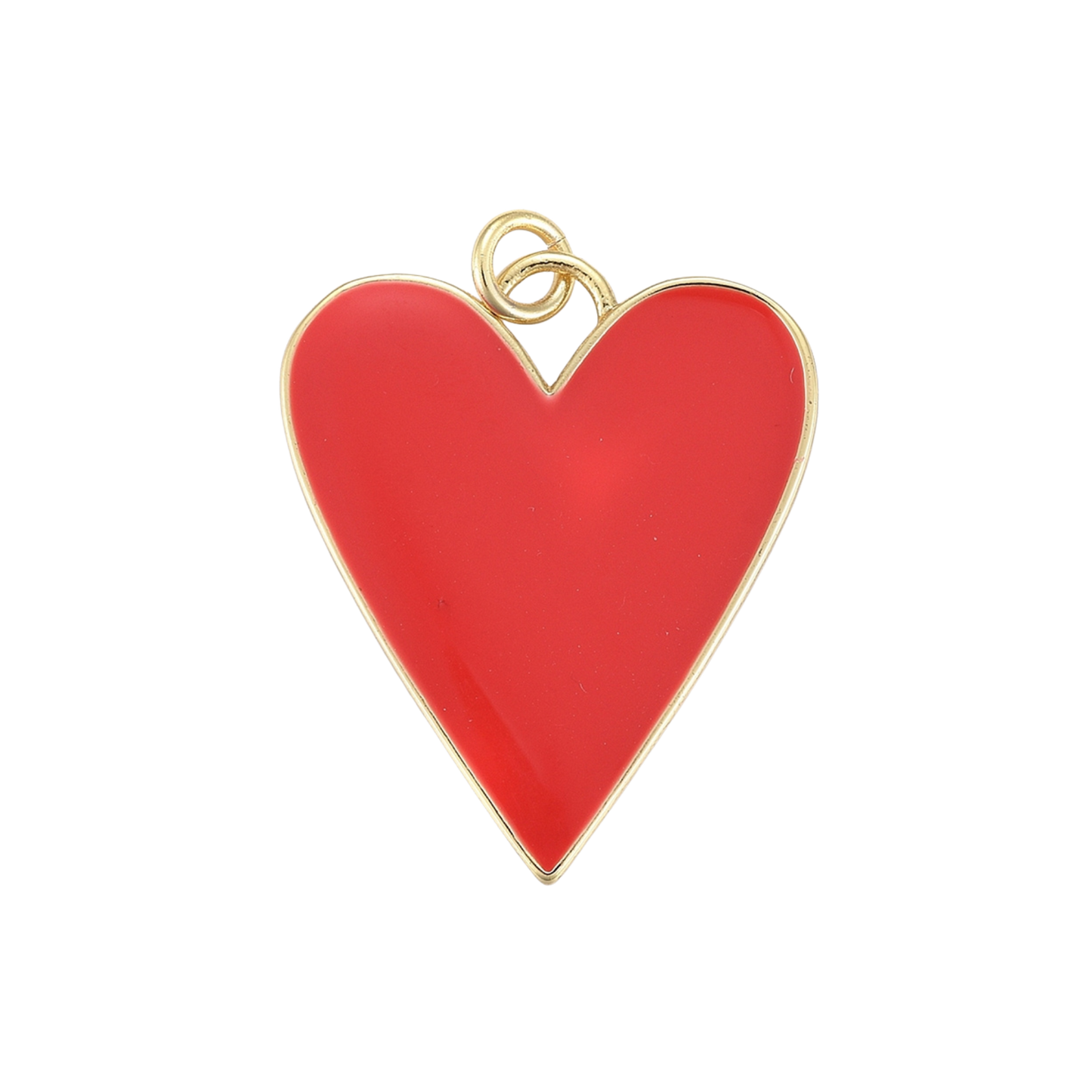 18k Gold Plated Brass Red Heart Charm