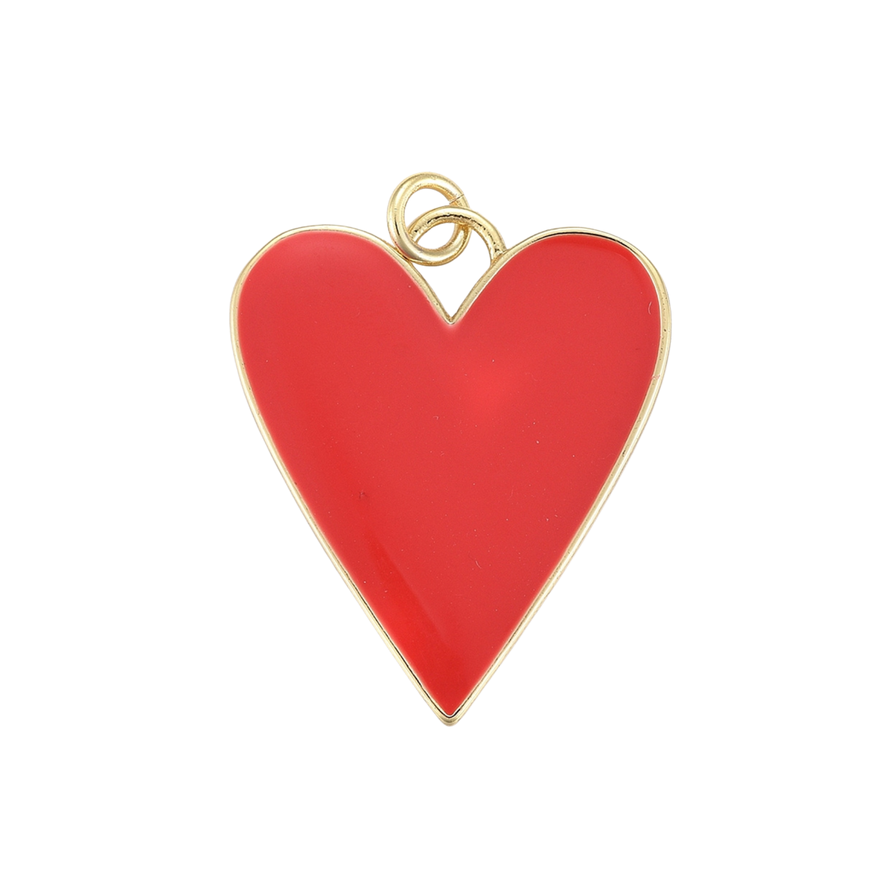 18k Gold Plated Brass Red Heart Charm