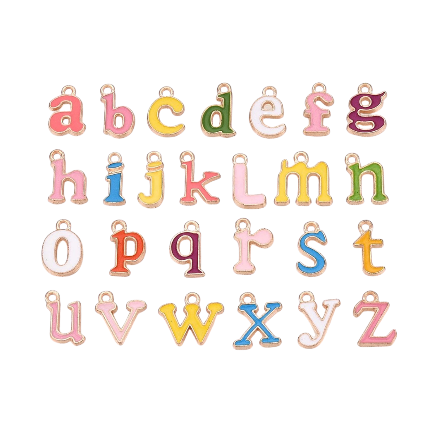 Gold Alloy Serif Initial Letter Charm Full Set