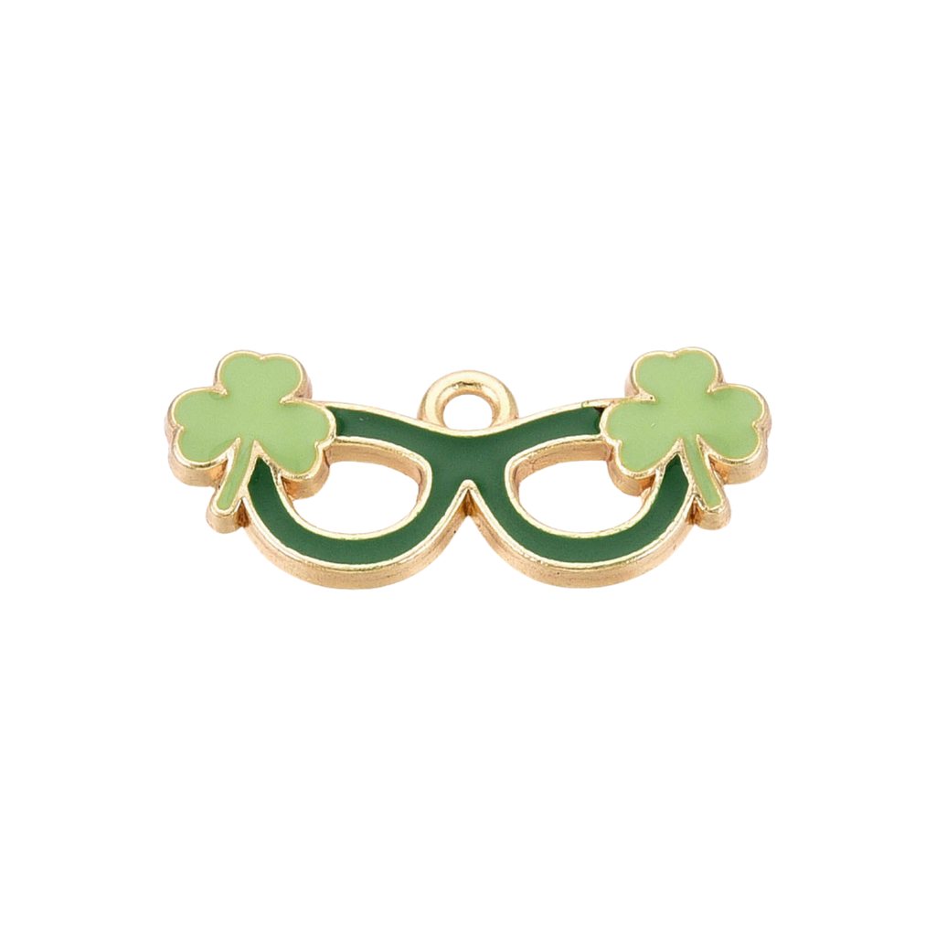 Gold Alloy Shamrock Glasses Charm