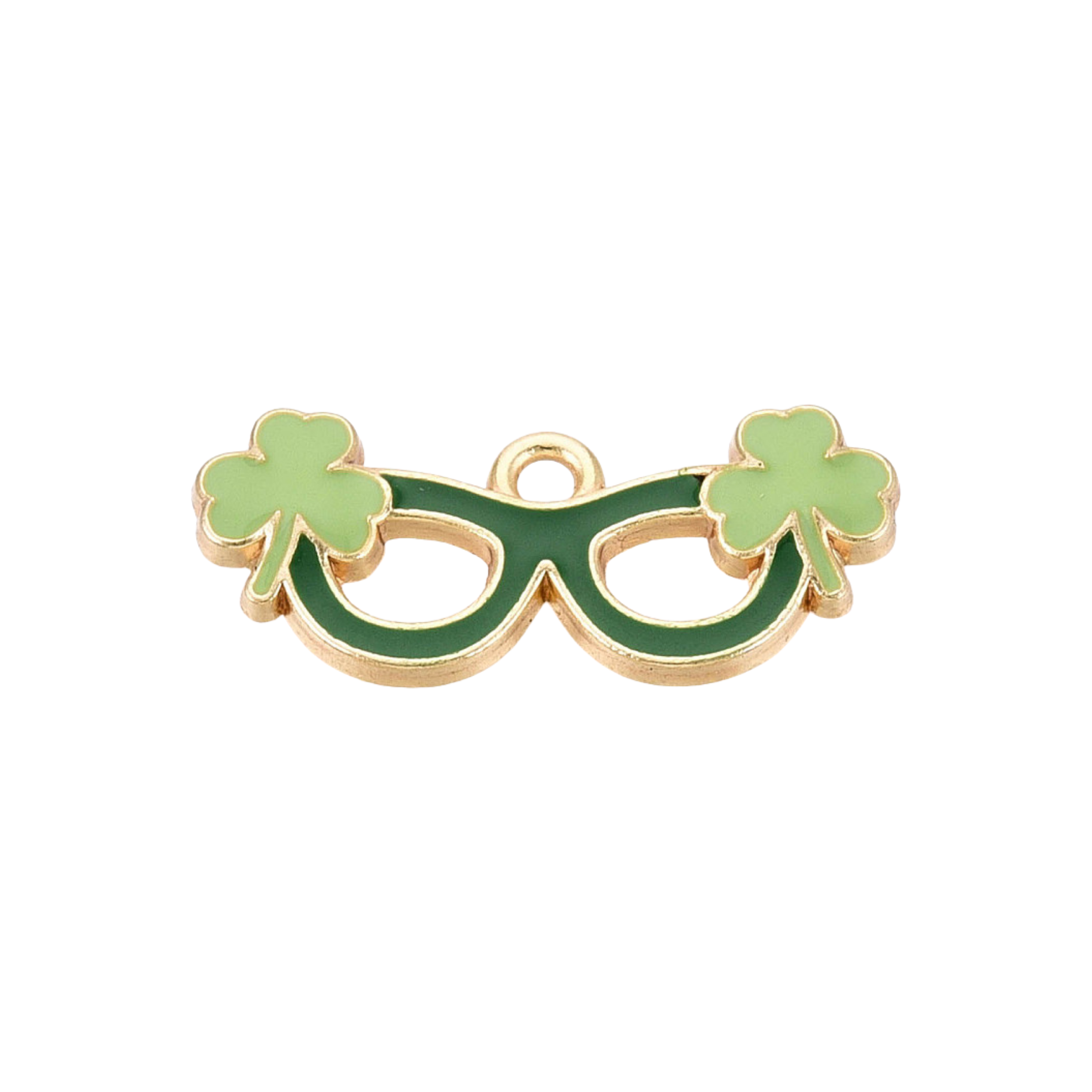 Gold Alloy Shamrock Glasses Charm