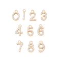 18k Gold Plated Brass Rhinestone Number Charm Full Set