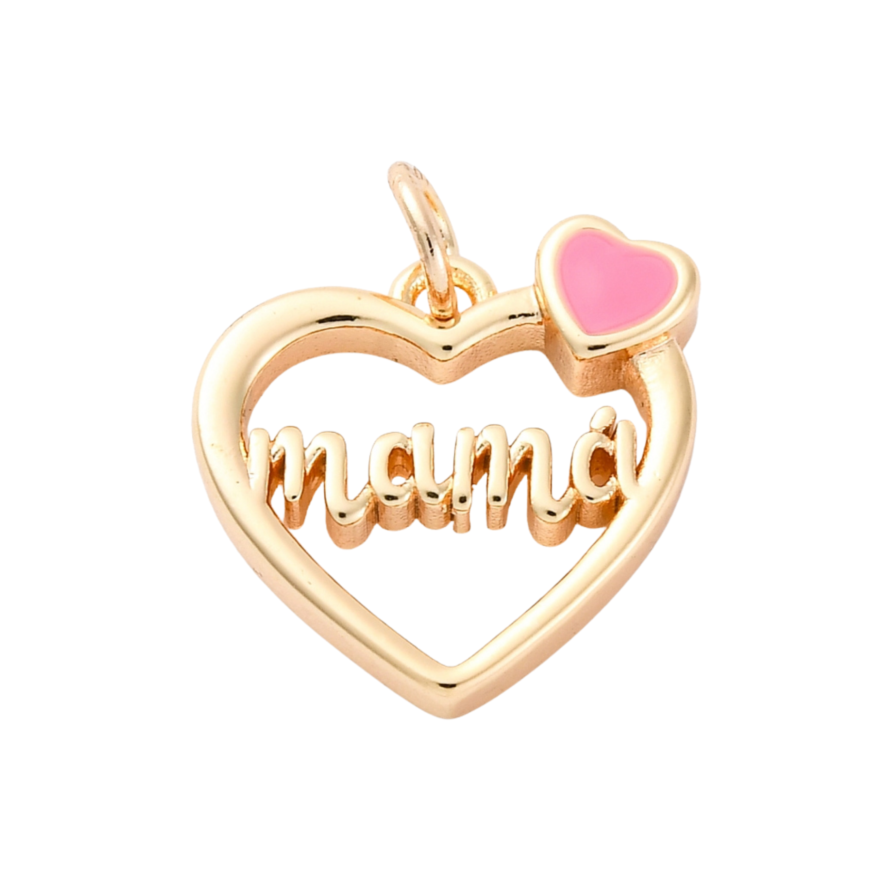 18k Gold Plated Brass Mama Heart Charm