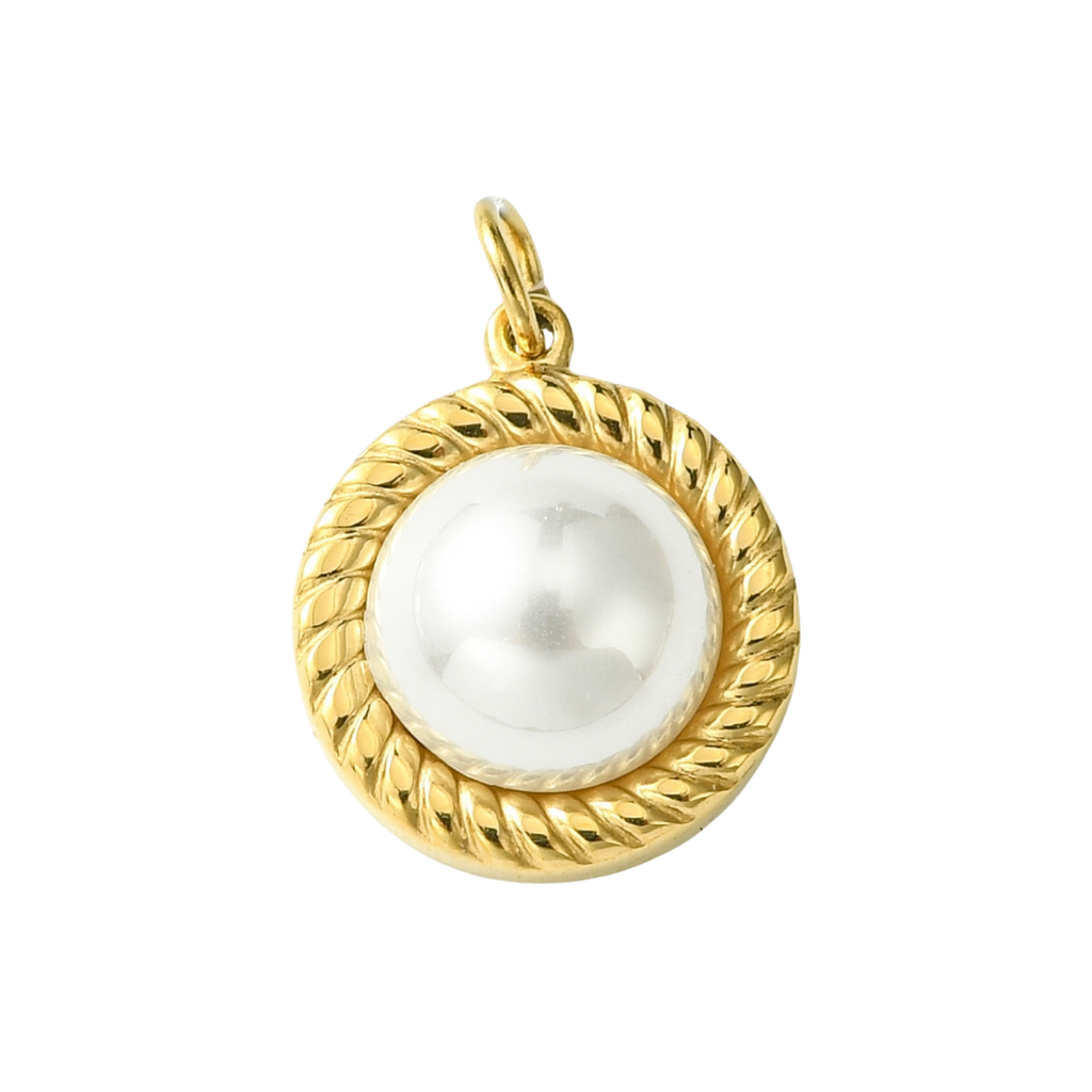 14k Gold Plated Stainless Steel Pearl Shell Charm