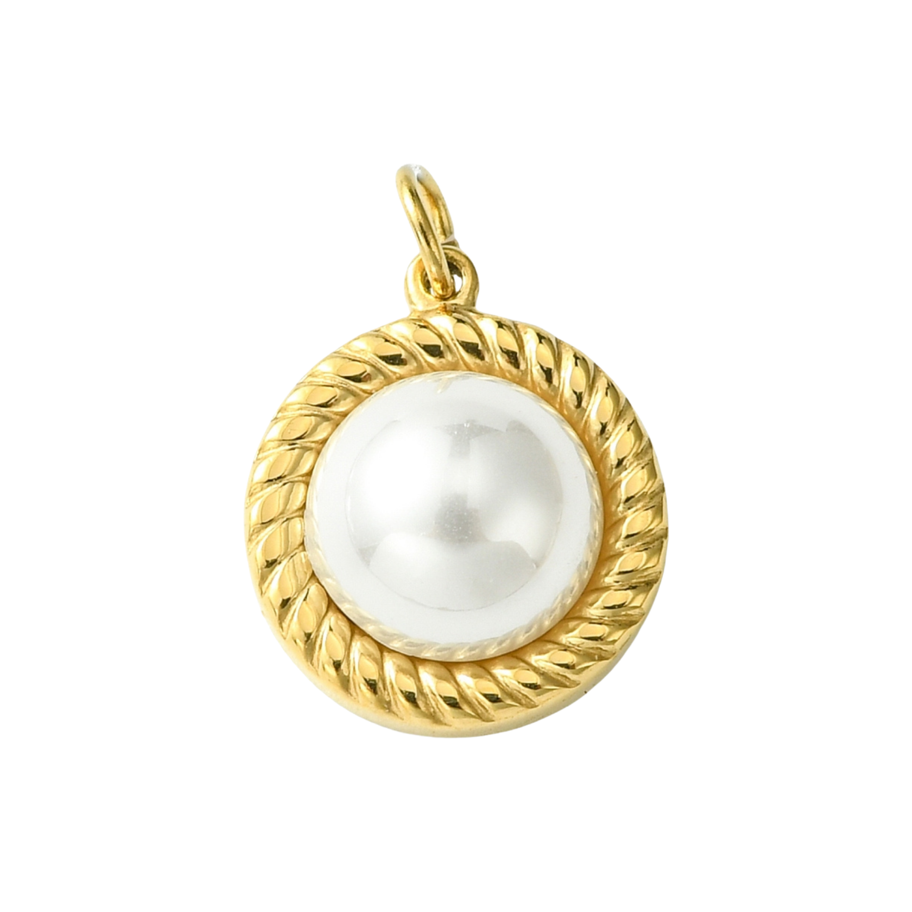14k Gold Plated Stainless Steel Pearl Shell Charm