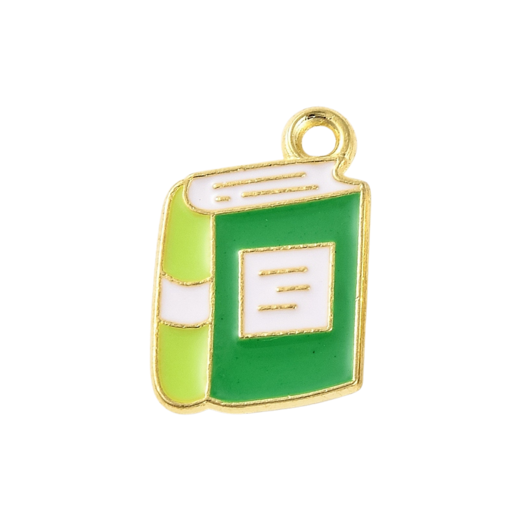 Gold Alloy Colorful Book Charm