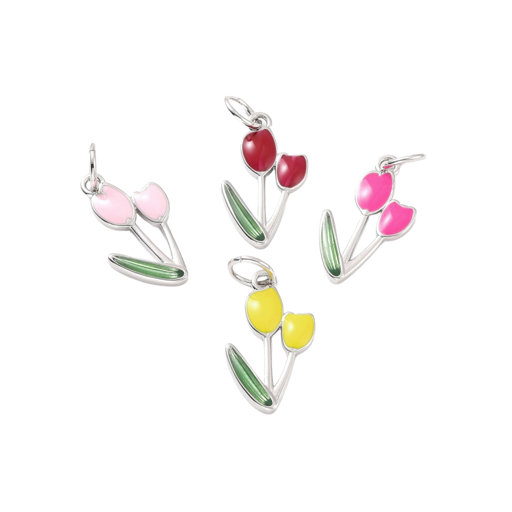 Silver Brass Assorted Tulip Charm