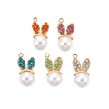 14k Gold Plated Stainless Steel Assorted Rhinestone Bunny Charm