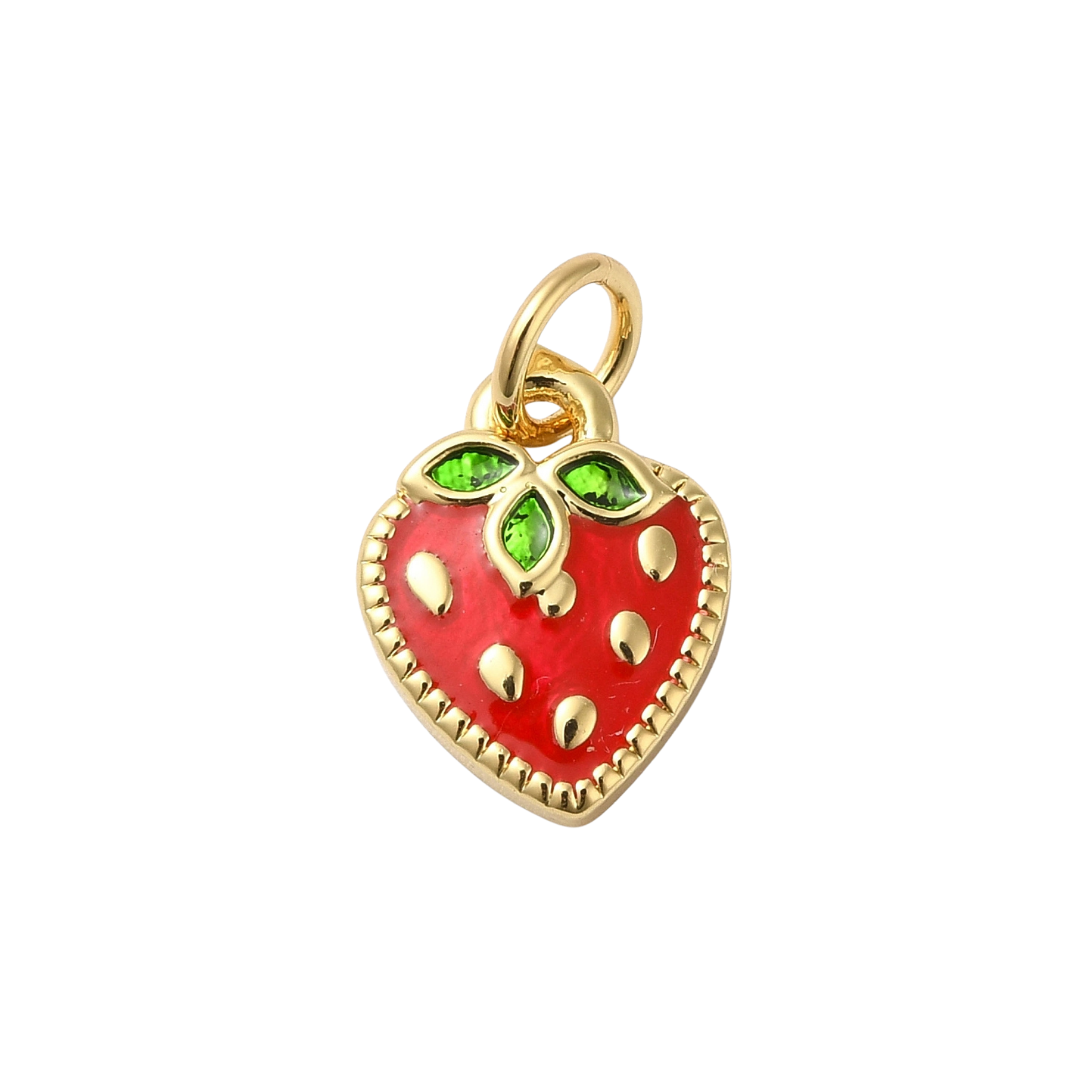 18k Gold Plated Brass Strawberry Charm