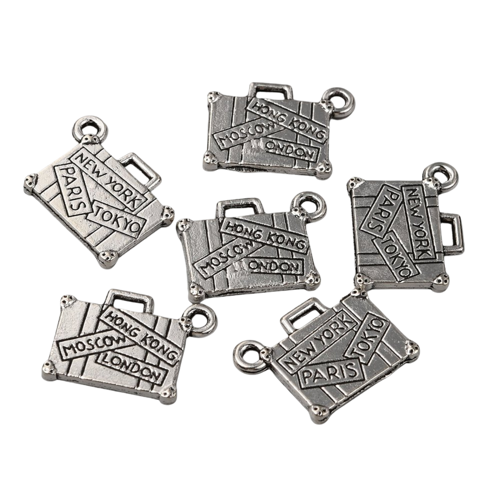 Silver Alloy Suitcase Charm