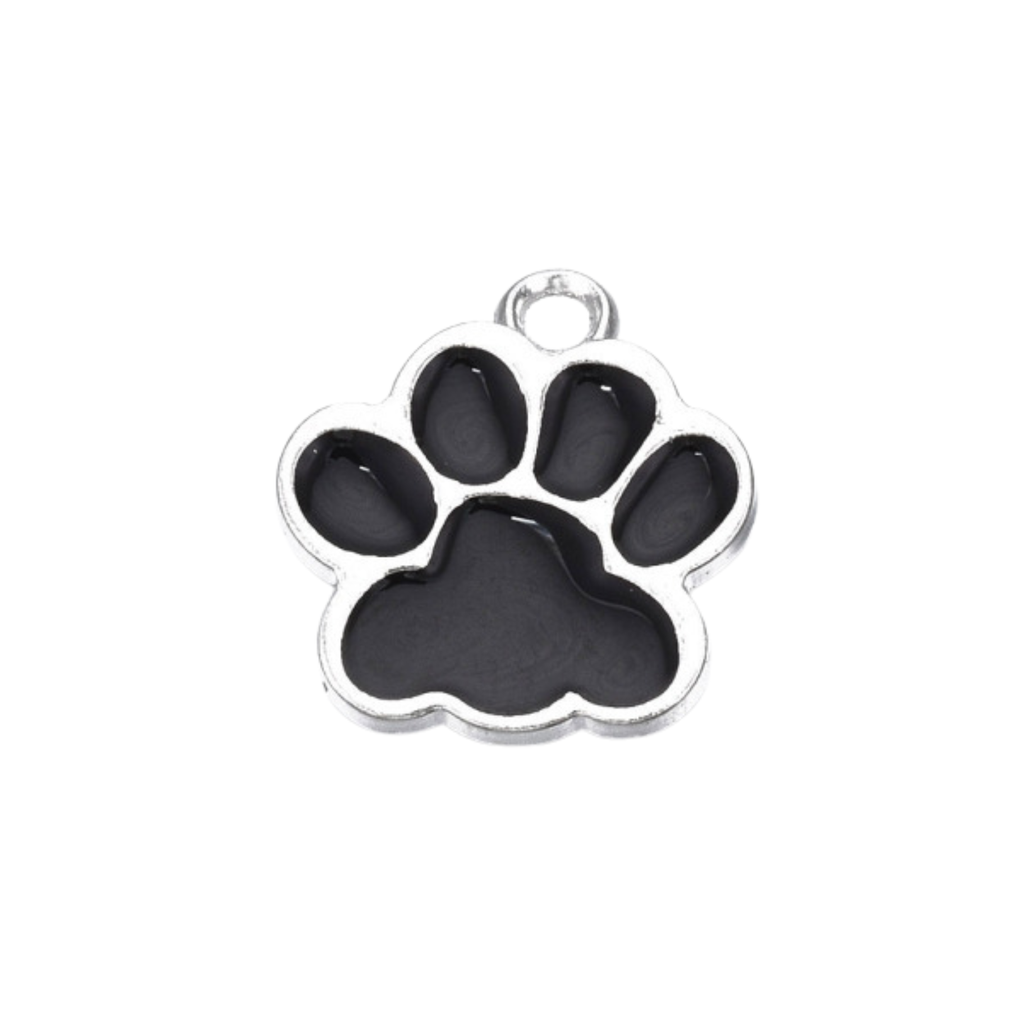 Silver Alloy Colorful Paw Print Charm
