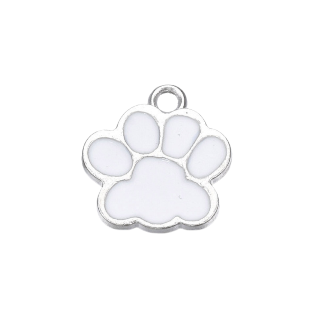 Silver Alloy Colorful Paw Print Charm