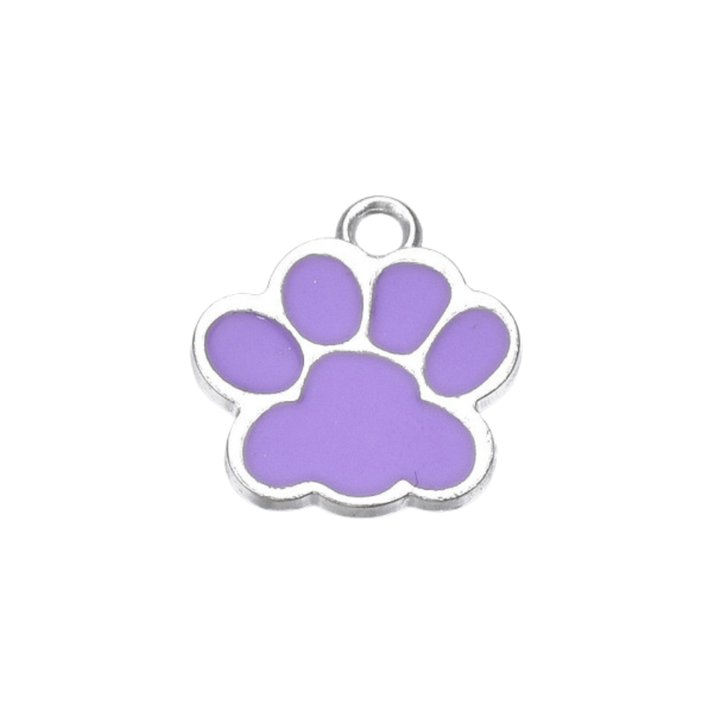 Silver Alloy Colorful Paw Print Charm