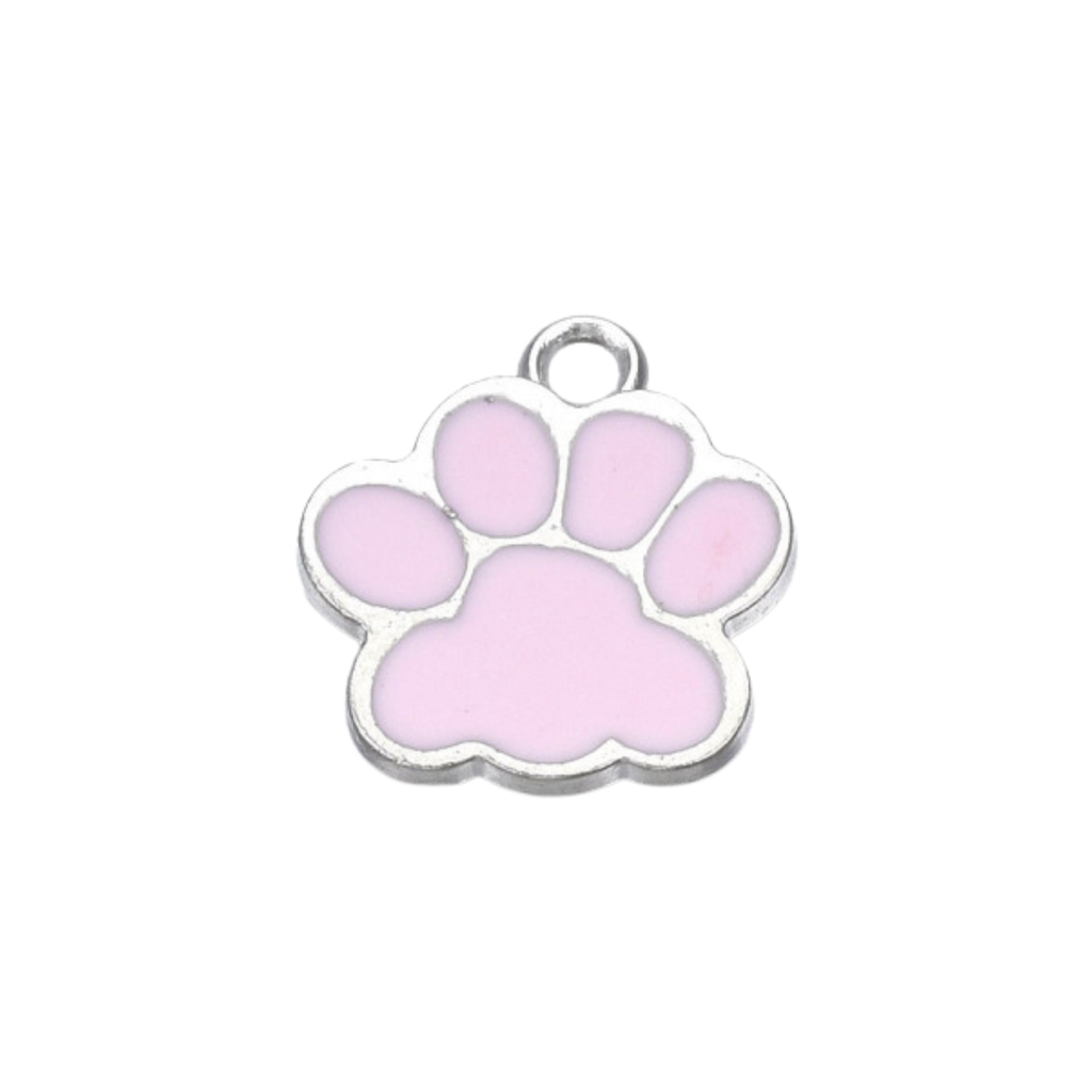 Silver Alloy Colorful Paw Print Charm