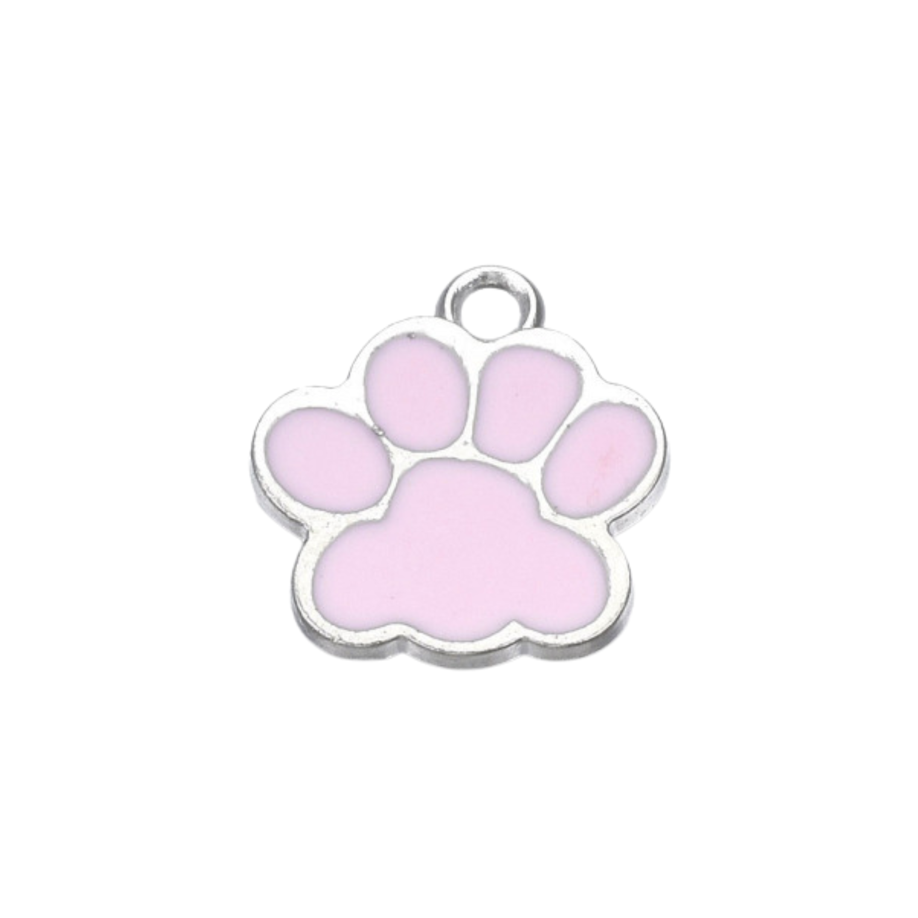 Silver Alloy Colorful Paw Print Charm
