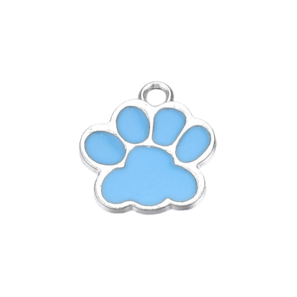 Silver Alloy Colorful Paw Print Charm