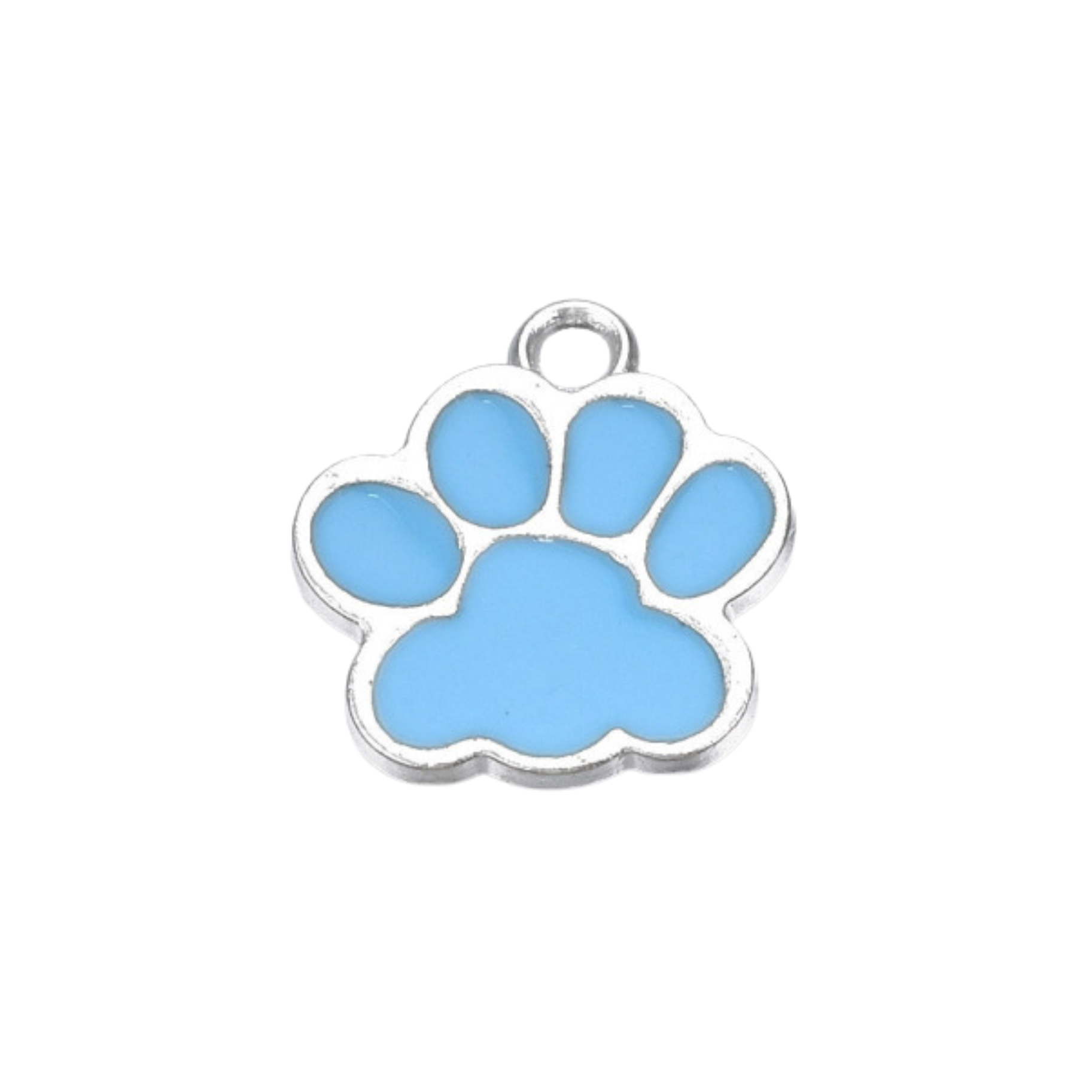 Silver Alloy Colorful Paw Print Charm