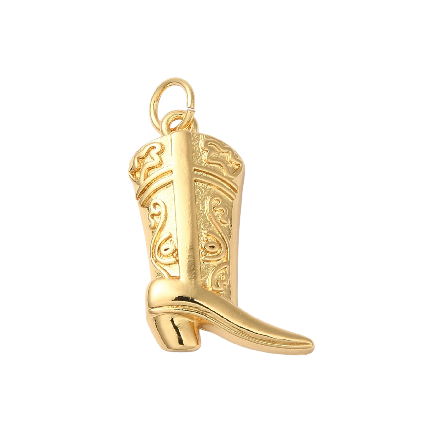 18k Gold Plated Brass Cowboy Boot Charm