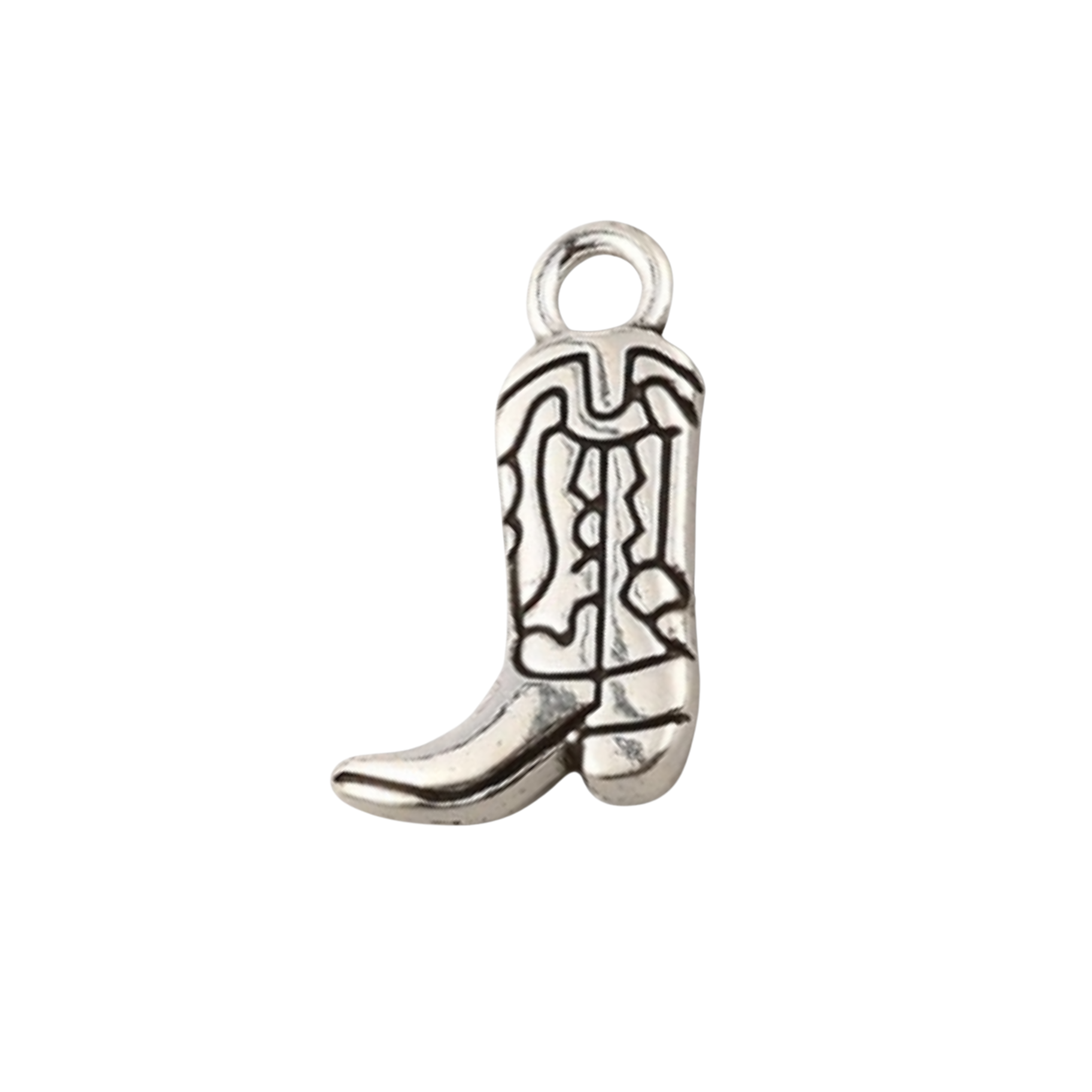 Silver Alloy Cowboy Boot Charm
