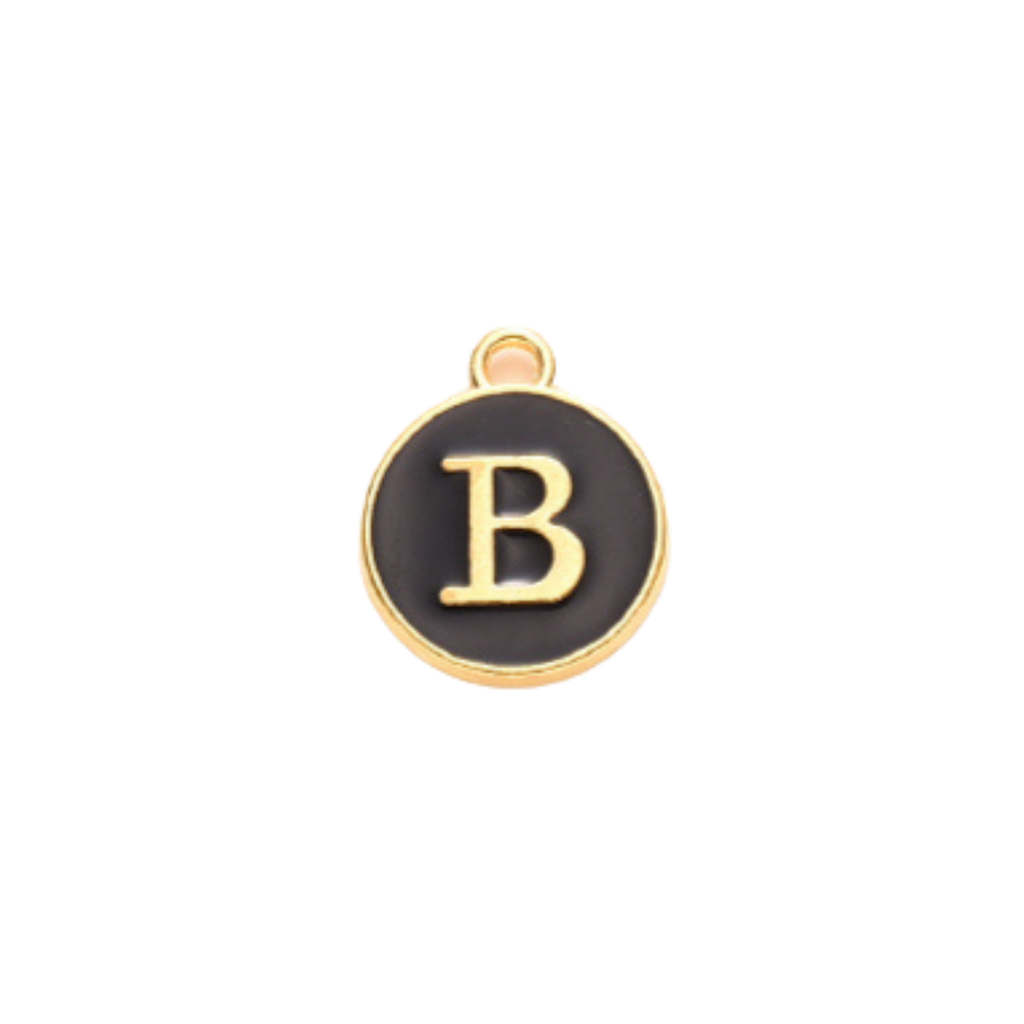 Gold Alloy Colorful Round Initial Charm Individual Letters