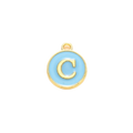 Gold Alloy Colorful Round Initial Charm Individual Letters