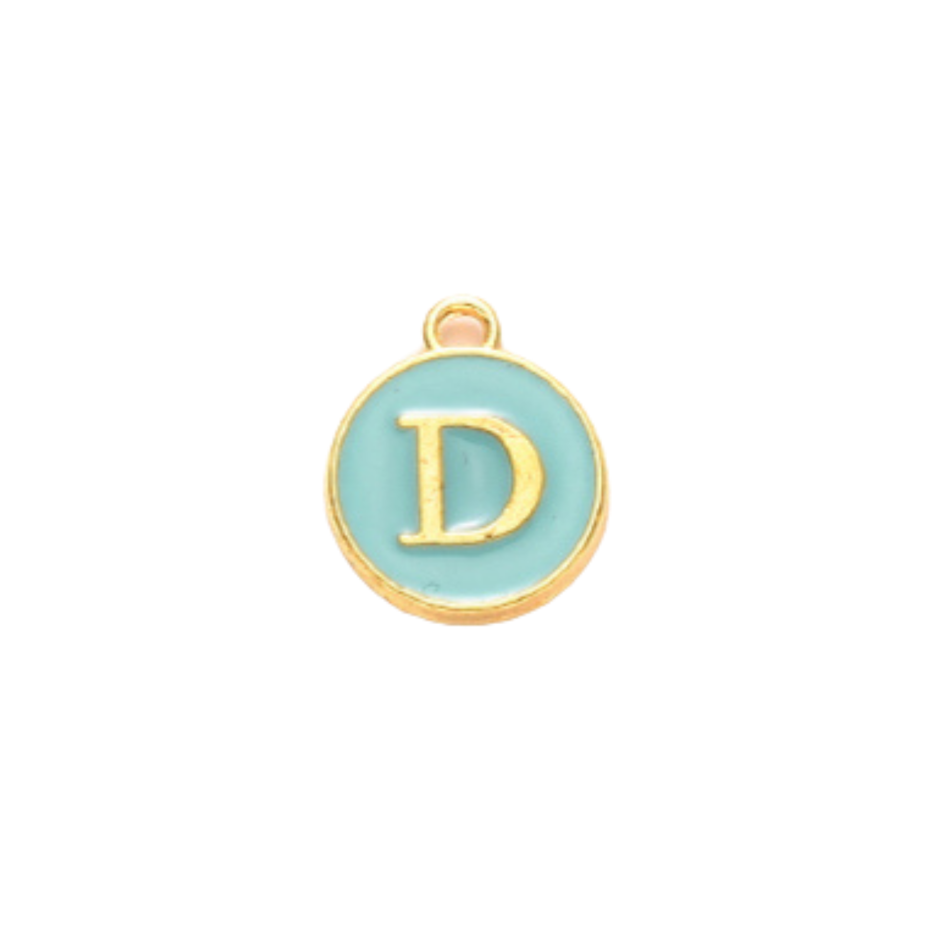 Gold Alloy Colorful Round Initial Charm Individual Letters
