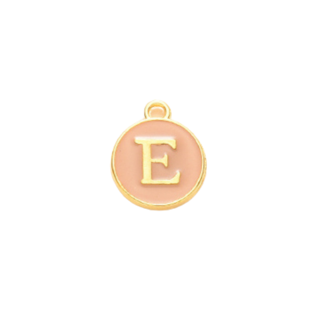 Gold Alloy Colorful Round Initial Charm Individual Letters